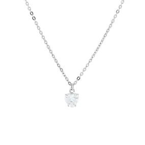 1928 Jewelry Cubic Zirconia Solitaire Heart Pendant Necklace 16"   3" Extender