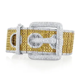 20.08 Carat Natural Diamond Belt Bracelet in 18K White & Yellow Gold