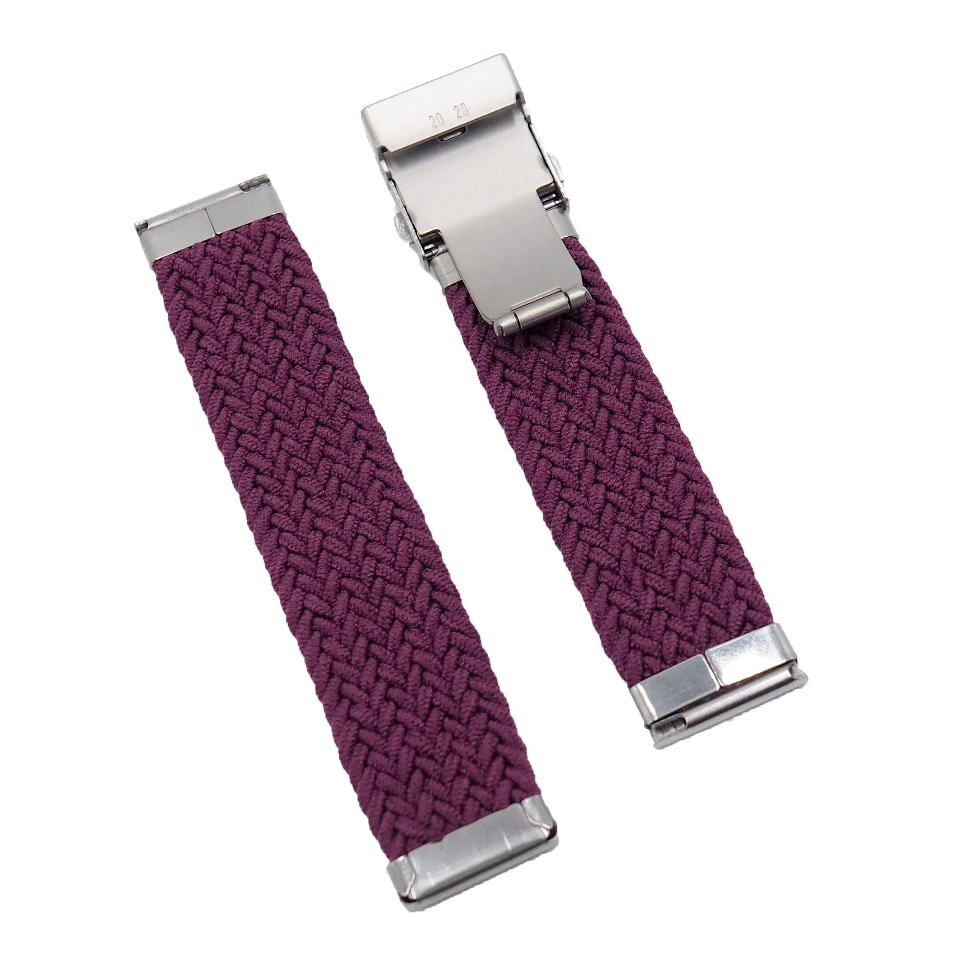 20mm, 22mm Violet Elastic Nylon Watch Strap, Depolyant Clasp