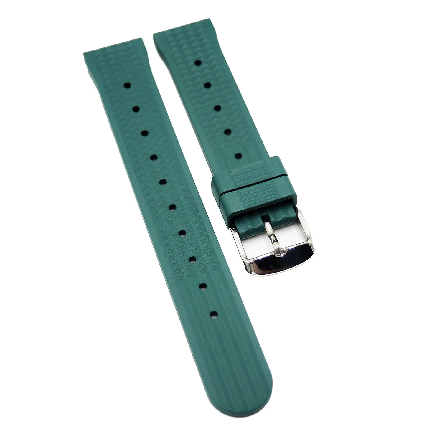 20mm, 22mm Waffle Pattern Green Rubber Watch Strap For Seiko