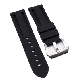 22mm, 24mm Black Vulcanized FKM Rubber Watch Strap For Panerai