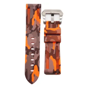 22mm, 24mm Camouflage Orange Rubber Watch Strap For Panerai