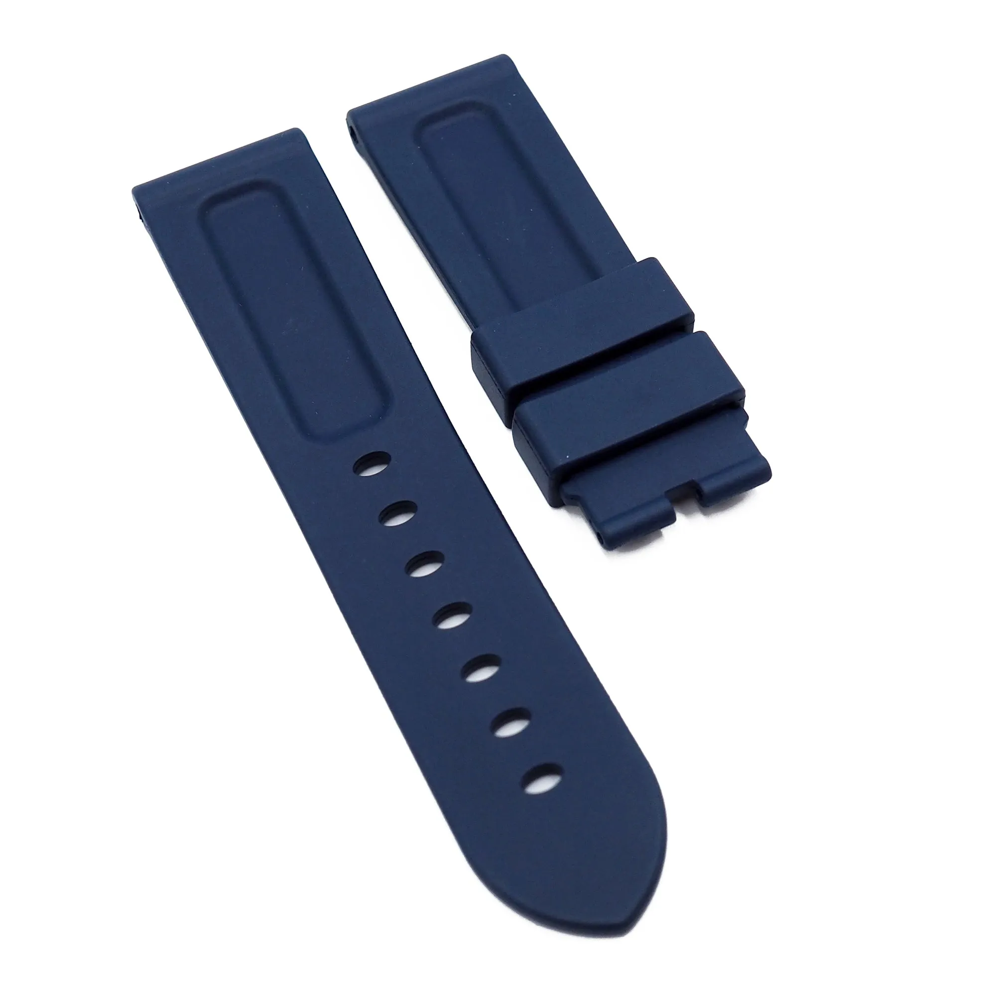22mm, 24mm Navy Blue Vulcanized FKM Rubber Watch Strap For Panerai