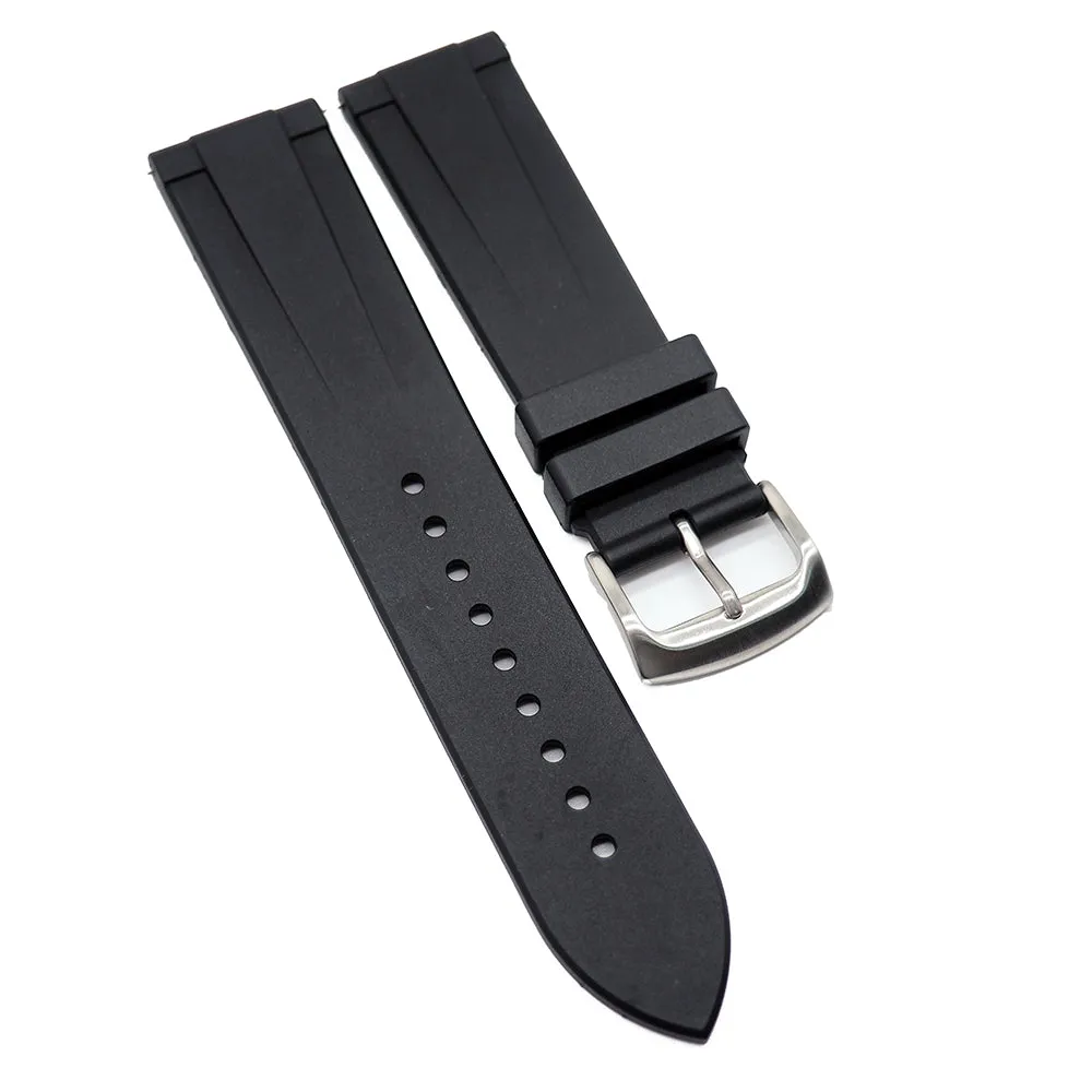 22mm Black Rubber Watch Strap, Quick Release Spring Bars