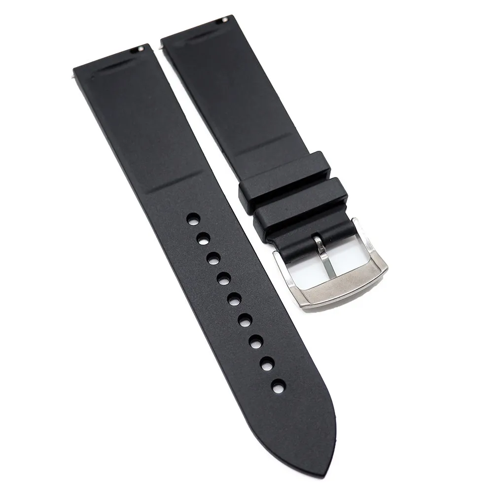 22mm Black Rubber Watch Strap, Quick Release Spring Bars