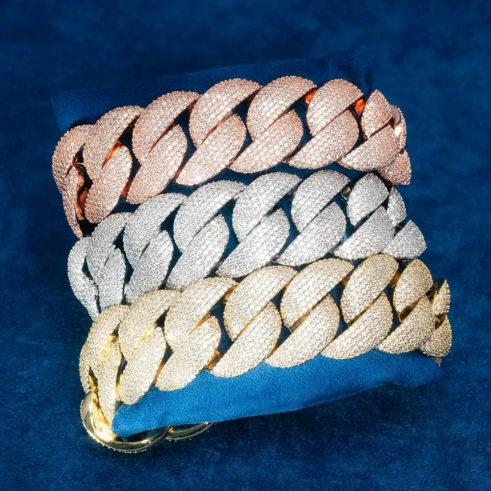 22MM Moissanite 6-Row Miami Cuban Link Bracelet 14K Gold