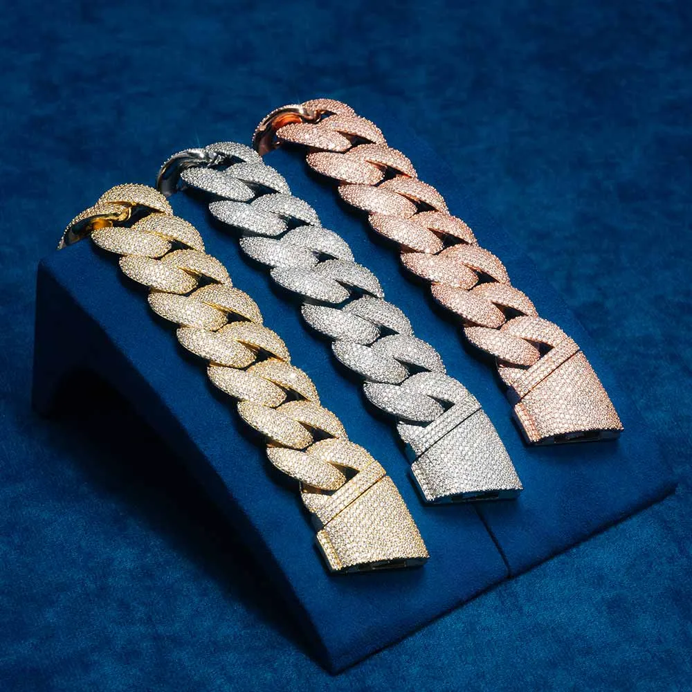 22MM Moissanite 6-Row Miami Cuban Link Bracelet 14K Gold