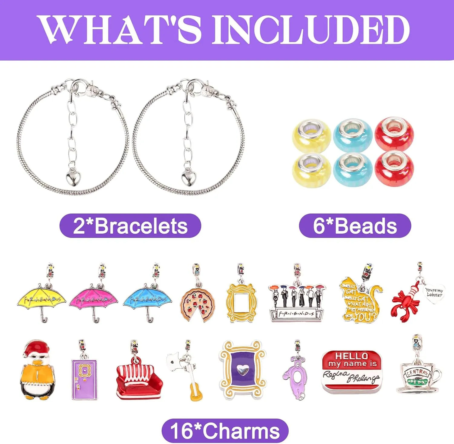 24 Days of FRIENDS Charm Bracelet Kit - Christmas Gift for Adult Men and Women