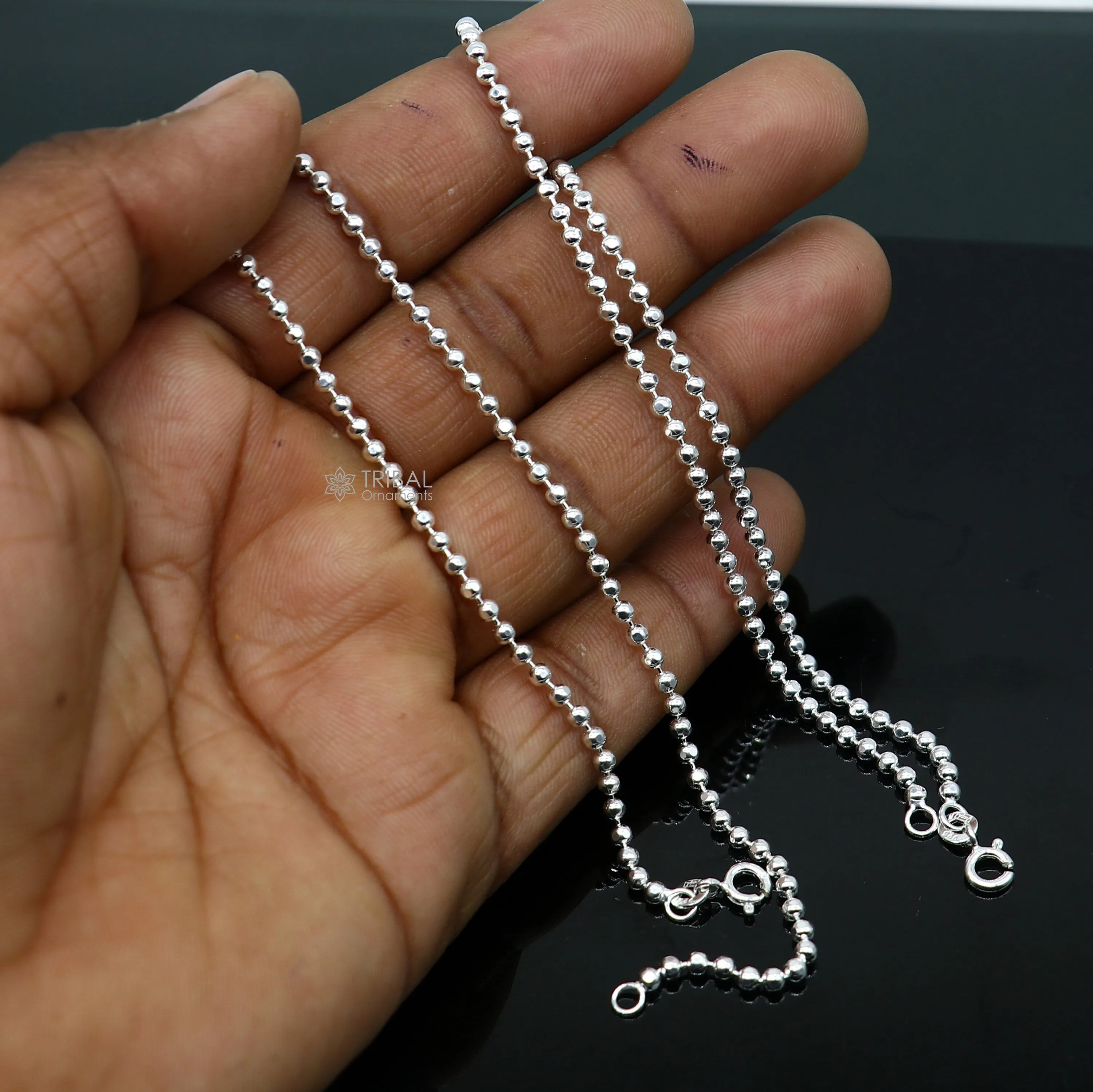 2mm 10.5925 sterling silver beaded/ball chain anklet bracelet amazing light weight delicate anklets belly dance silver jewelry ank611