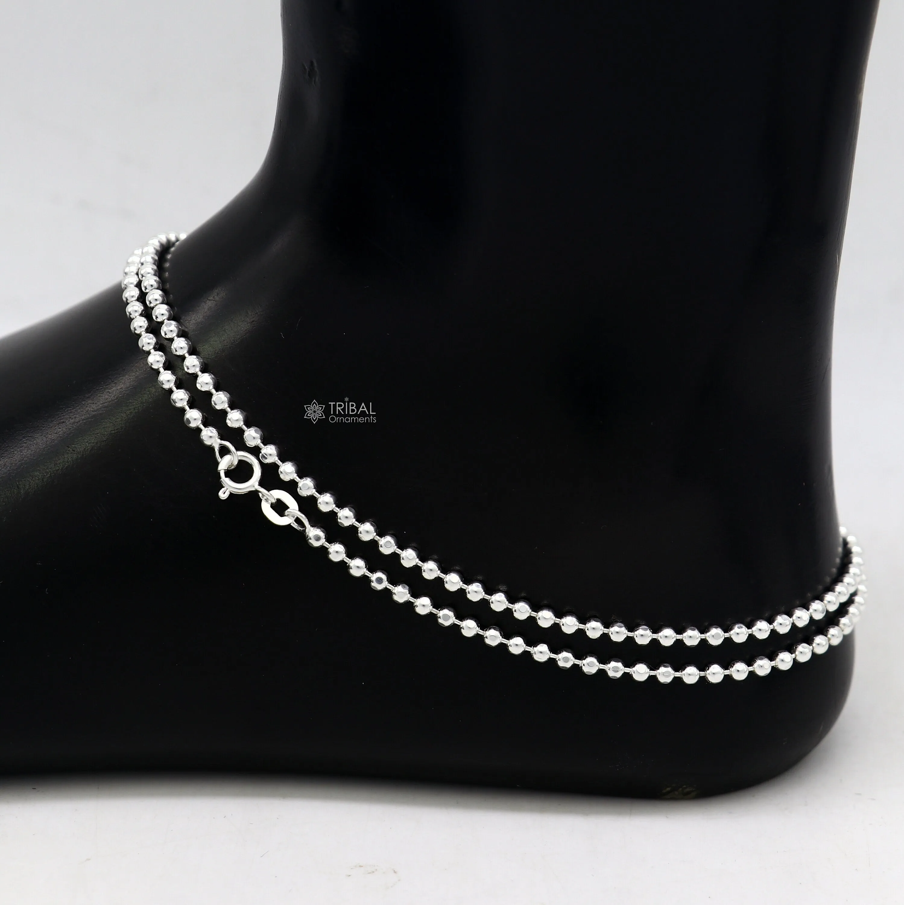 2mm 10.5925 sterling silver beaded/ball chain anklet bracelet amazing light weight delicate anklets belly dance silver jewelry ank611