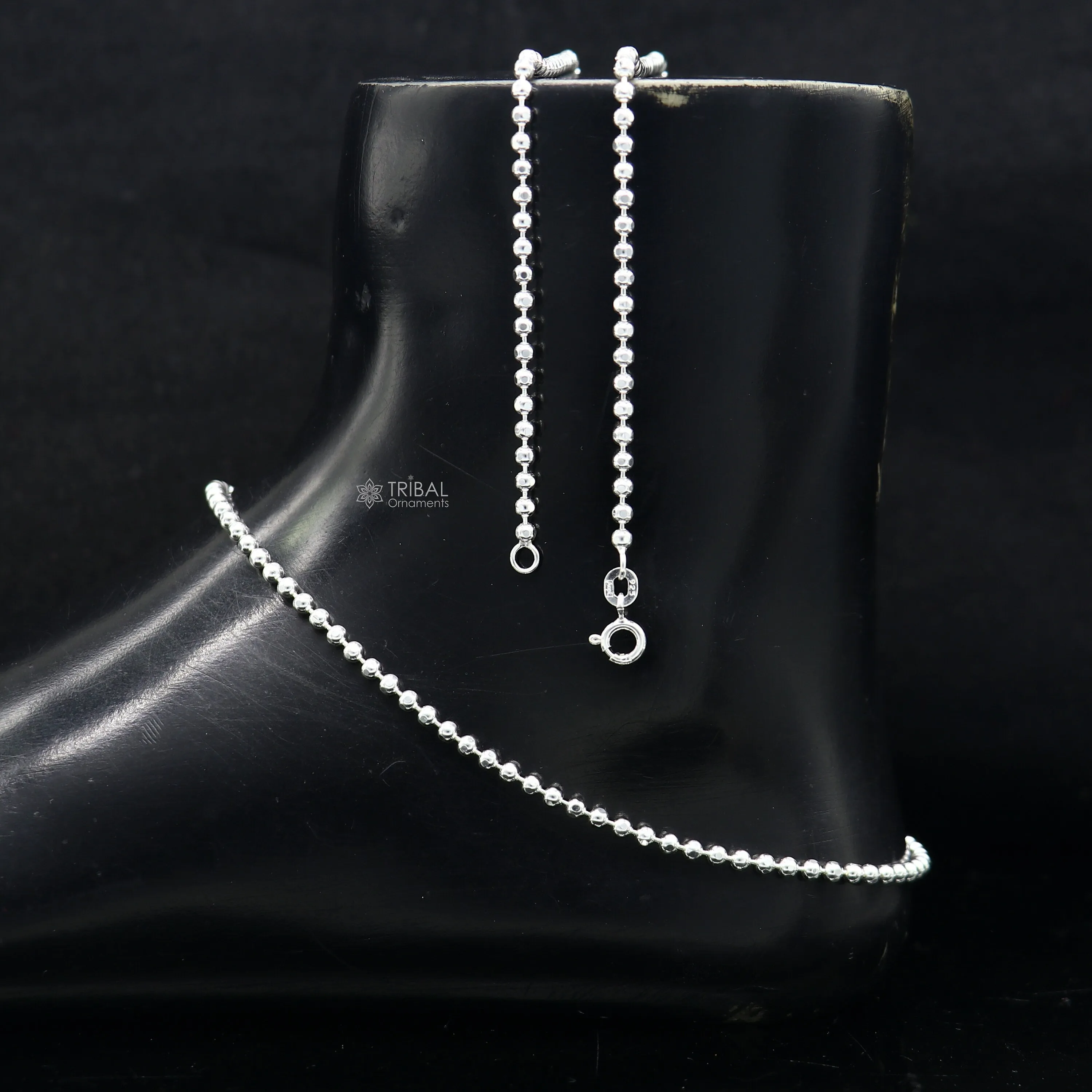 2mm 10.5925 sterling silver beaded/ball chain anklet bracelet amazing light weight delicate anklets belly dance silver jewelry ank611