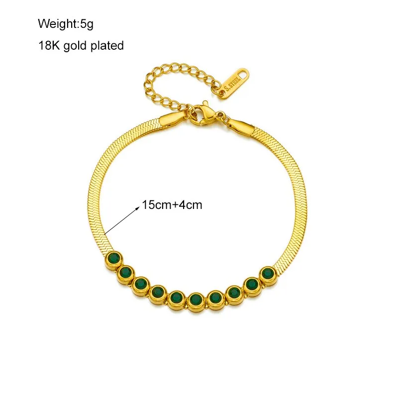 316L Stainless Steel Green White Crystal Bracelets For Women