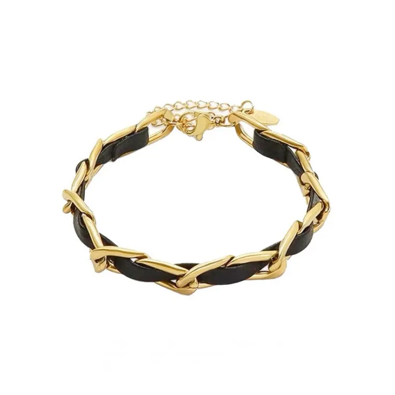 316L Stainless Steel New Black Braided Chain Light Luxury Ladies Bracelet
