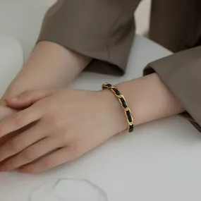 316L Stainless Steel New Black Braided Chain Light Luxury Ladies Bracelet