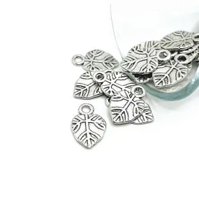 4, 20 or 50 Pieces: Antiqued Silver Tree Leaf Charm - Double Sided