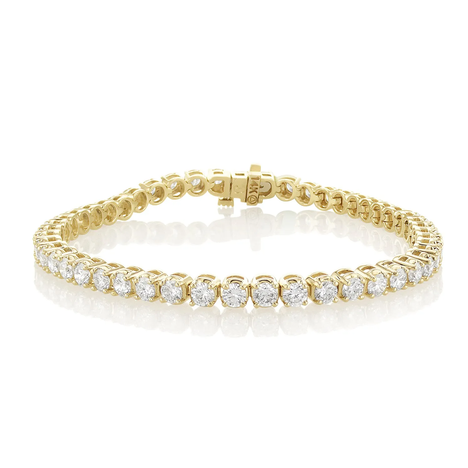 5.50 Carat Round Lab Grown Diamond Tennis Bracelet set in 14K Yellow Gold