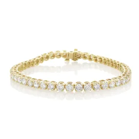 5.50 Carat Round Lab Grown Diamond Tennis Bracelet set in 14K Yellow Gold