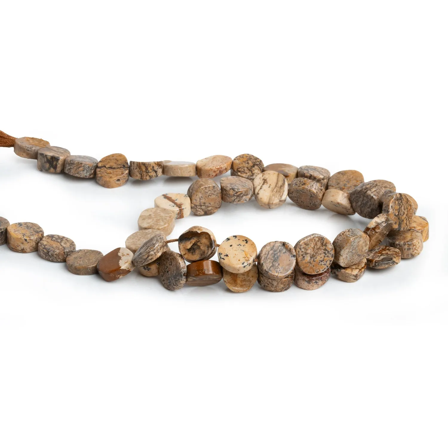6-8mm Picture Jasper Handcut Coins 14 inch 43 beads