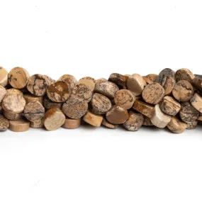 6-8mm Picture Jasper Handcut Coins 14 inch 43 beads