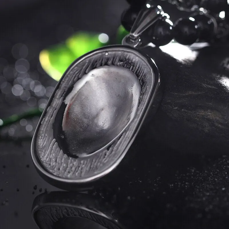 71CM Long Black Beads Necklace Men Punk Rocker Lion Head Choker Necklaces Pendants