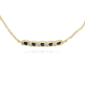 9 ct or Jaune Saphir et Diamant Entortillé 19cm Bracelet