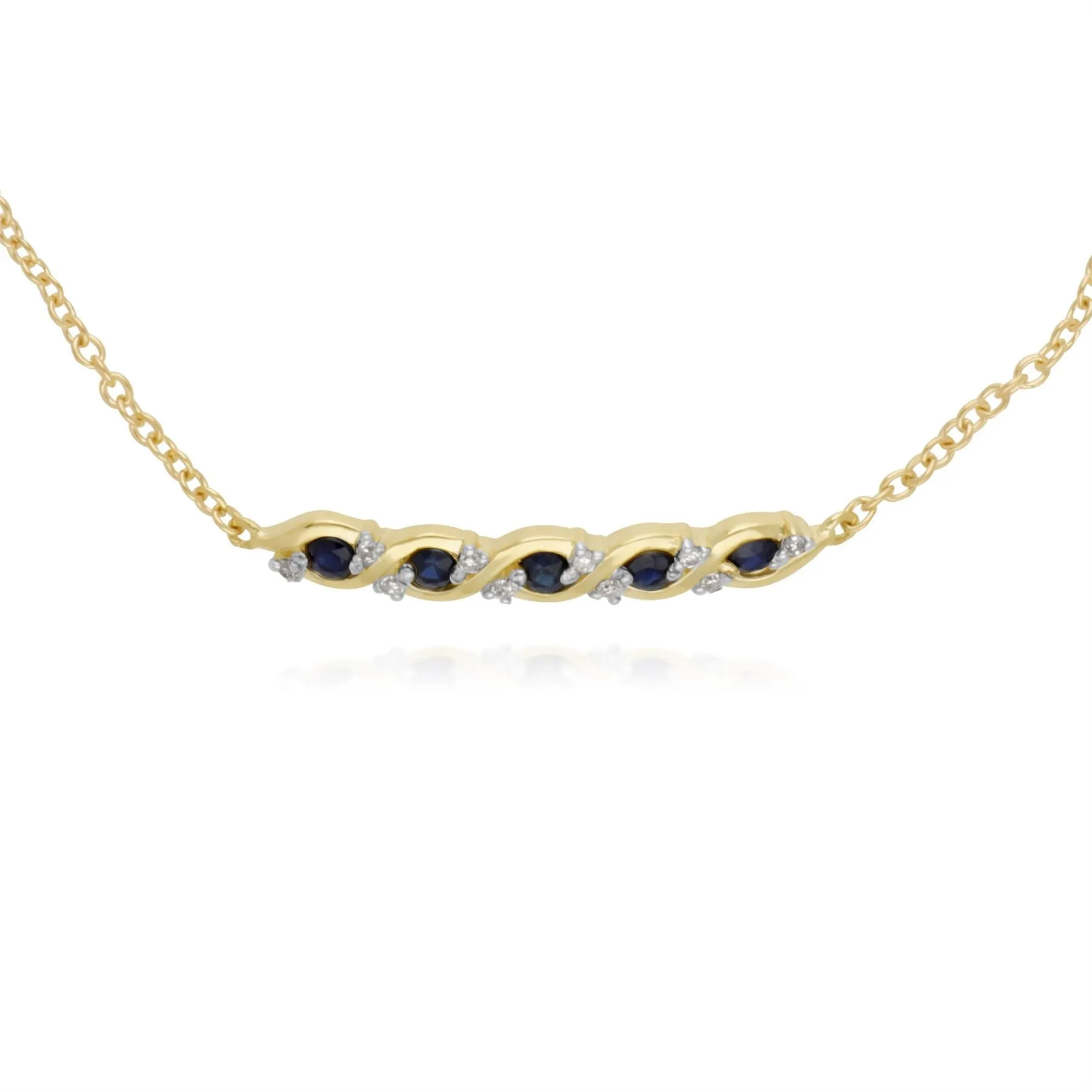 9 ct or Jaune Saphir et Diamant Entortillé 19cm Bracelet