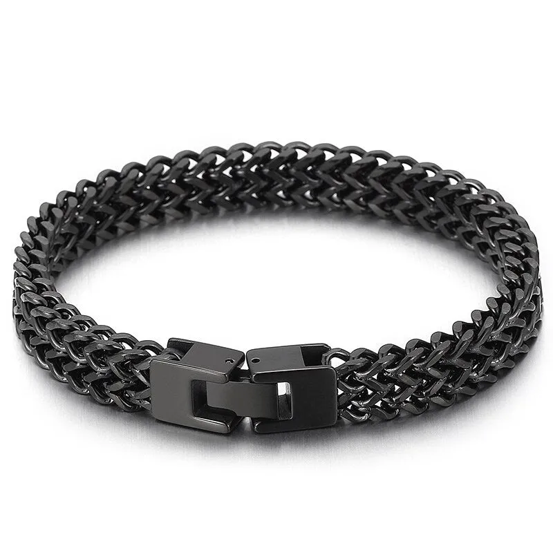 9/10MM Franco Link Curb Chain Man Bracelet Gold Plated Stainless Steel Men's On Hand Bracelets