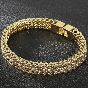 9/10MM Franco Link Curb Chain Man Bracelet Gold Plated Stainless Steel Men's On Hand Bracelets