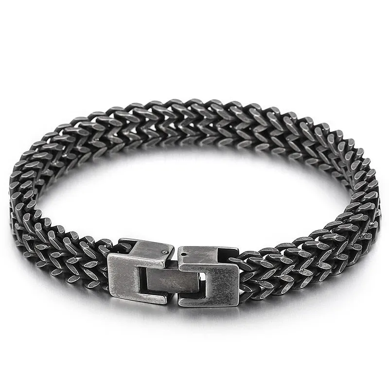 9/10MM Franco Link Curb Chain Man Bracelet Gold Plated Stainless Steel Men's On Hand Bracelets