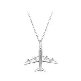 925 Sterling Silver Delicate Airplane Pendant Necklace Platinum Plated Necklace for Women Dainty Fine Jewelry Gift