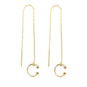925 Sterling Silver Wave Cuff Earrings Wrap Tassel Earrings for Women Threader Earrings Perfect Gold