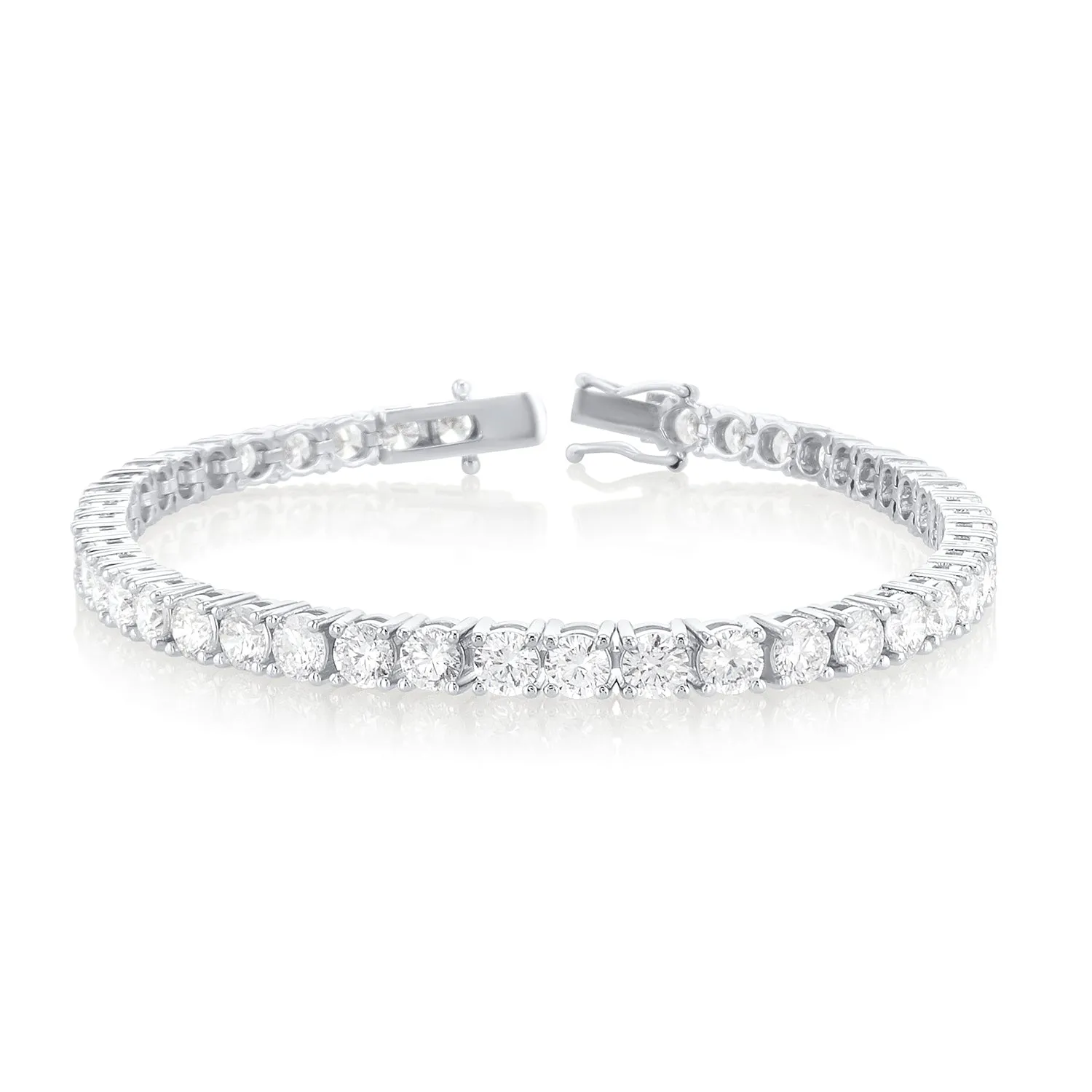 9.50 Carat Round Diamond Lab Grown Tennis Bracelet set in 14K White Gold