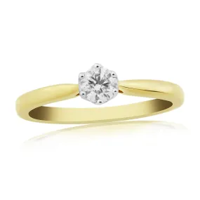 9ct Gold Diamond Solitaire Ring 0.25ct