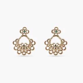 Aamod Floral Antique Chandbali Earrings