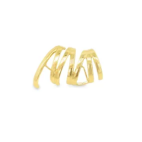 Abstract Chevron Patterned Earrings with Cuff (J169)