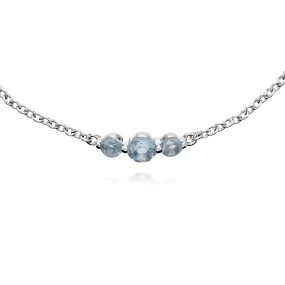 Argent Sterling Trois Pierres Topaze Bleu Rond Dégradé 19cm Bracelet