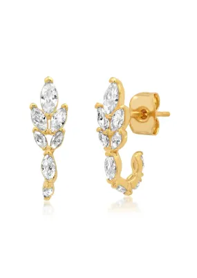 Art Deco Leaf Huggie Earrings