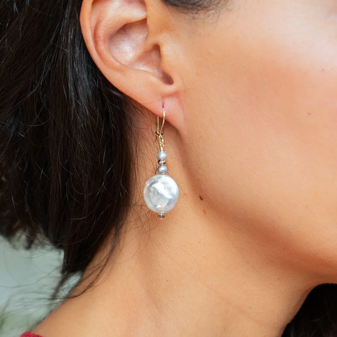 Ava Large Coin Pearl Earrings