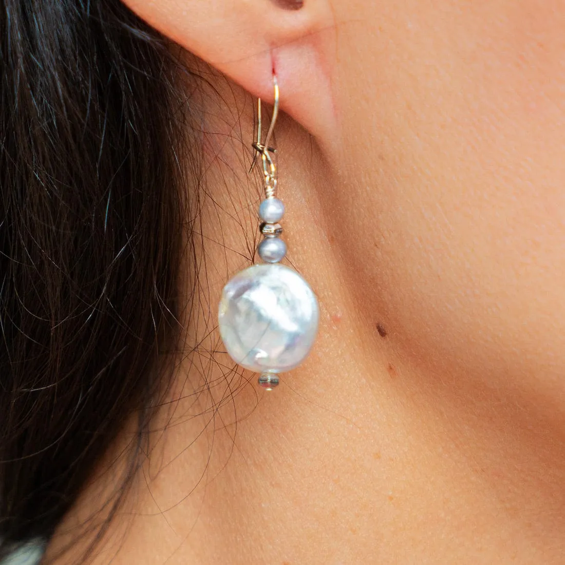 Ava Large Coin Pearl Earrings