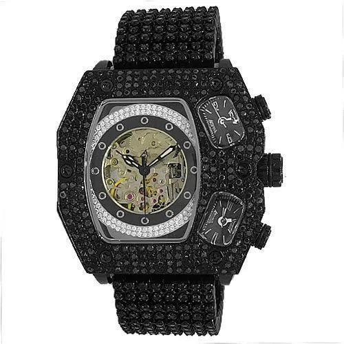 Avianne&Co. Mens Jamison Collection Black Diamond Watch 14.50 Ctw