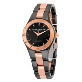 Baume et Mercier Linea Automatic Black Dial Black Ceramic and Rose Gold-plated Stainless Steel Ladies Watch MOA 10069
