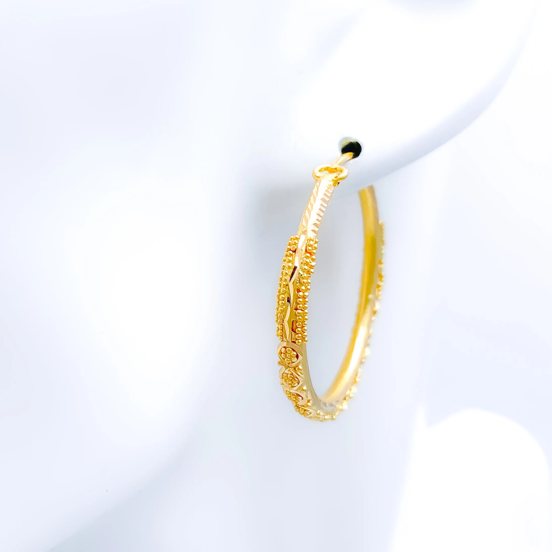 Beaded Floral Hoop Earrings