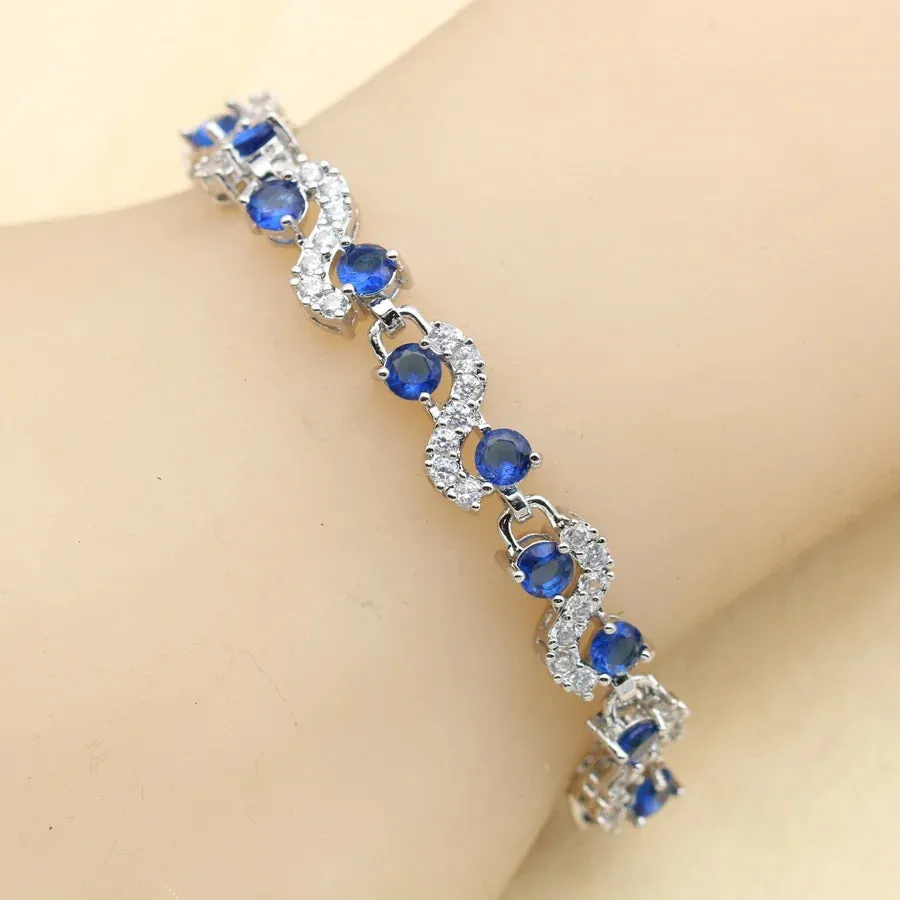 Black Blue White Zirconia Dubai Bracelet for Women