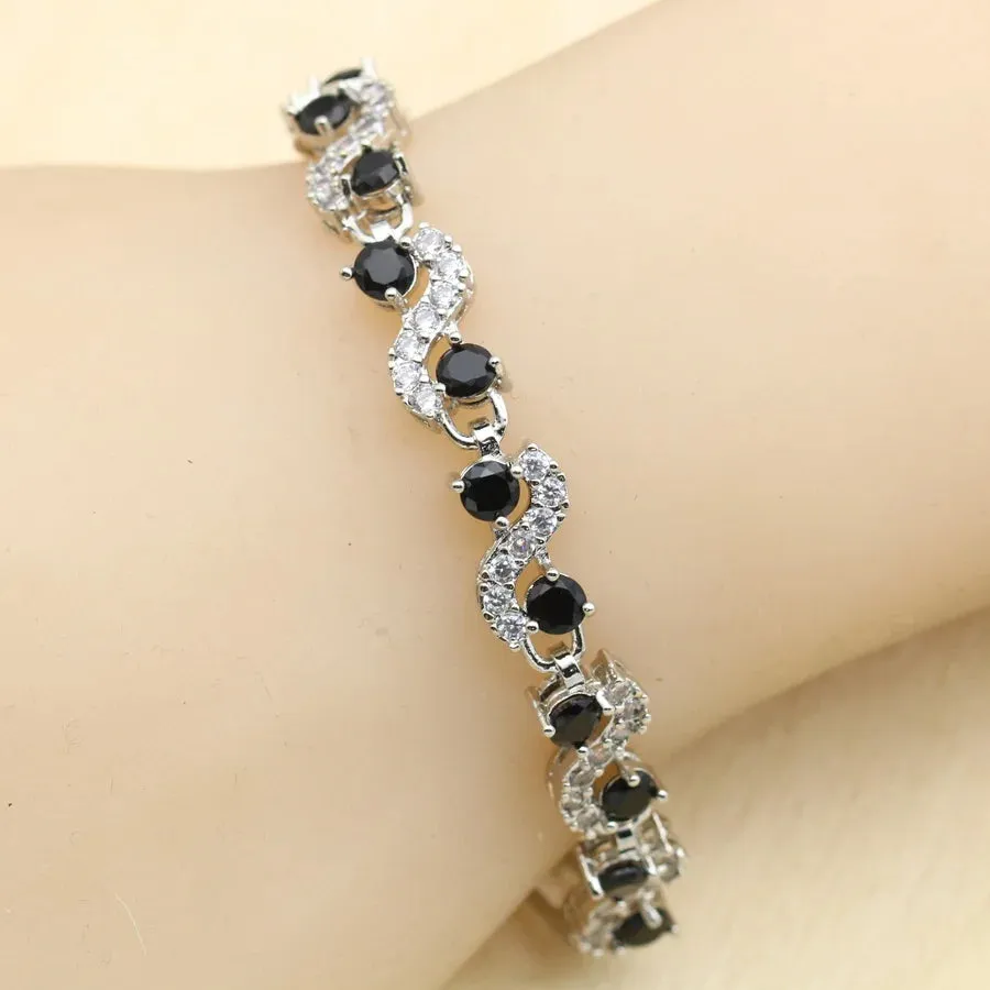 Black Blue White Zirconia Dubai Bracelet for Women