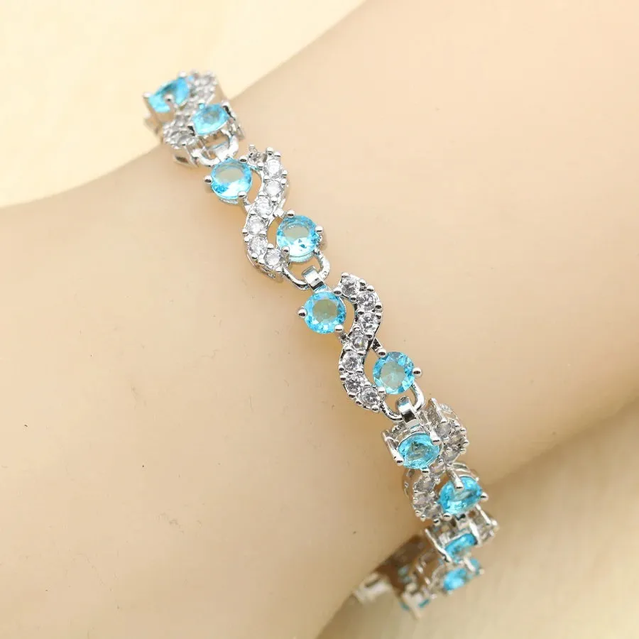 Black Blue White Zirconia Dubai Bracelet for Women