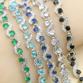 Black Blue White Zirconia Dubai Bracelet for Women