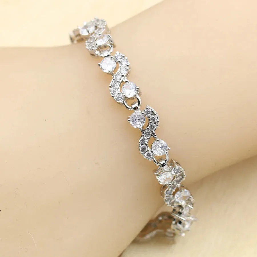 Black Blue White Zirconia Dubai Bracelet for Women