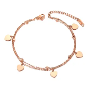 Bohemia Double Layer Love Heart Charm Anklets For Women Girls