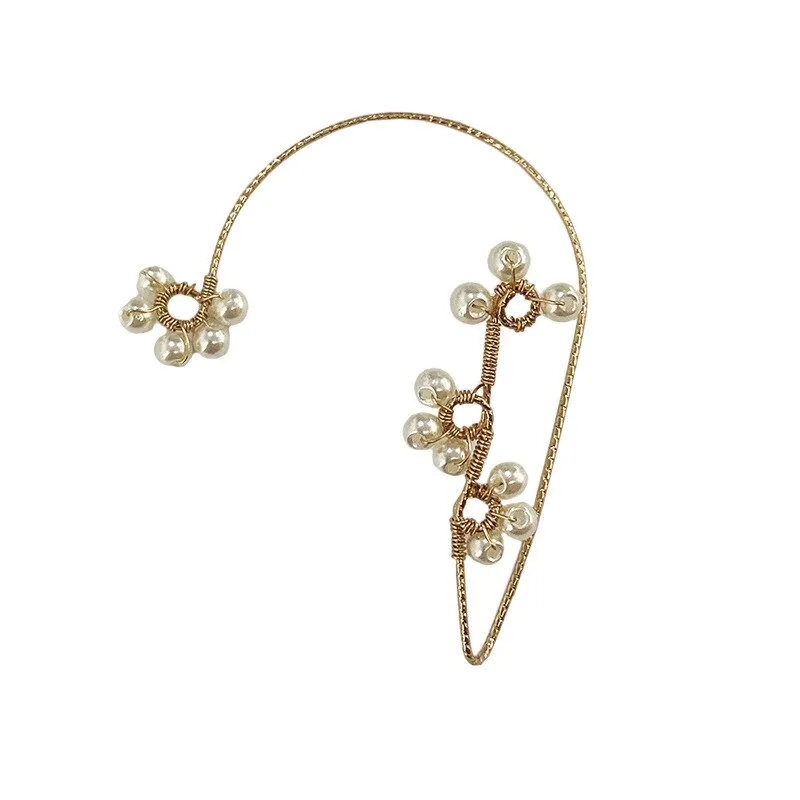 Boho Hippie Flower Faux Pearl Ear Wrap