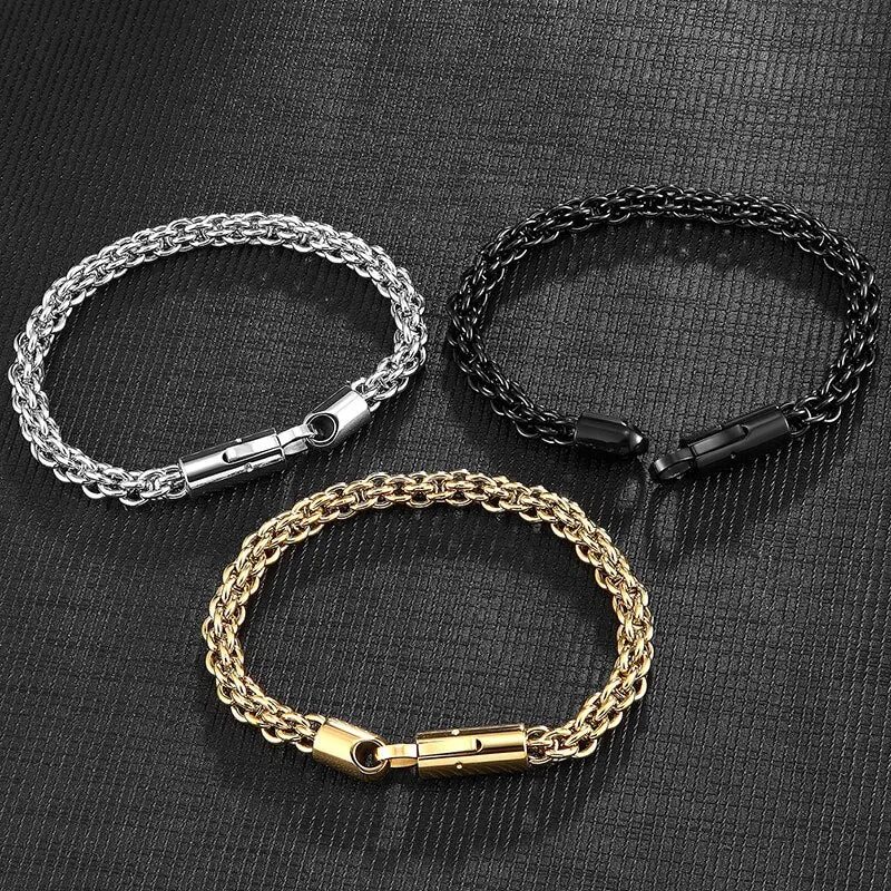 Bracelet Men Gold Black Stainless Steel Chain Link Punk Motorcycle Accessories